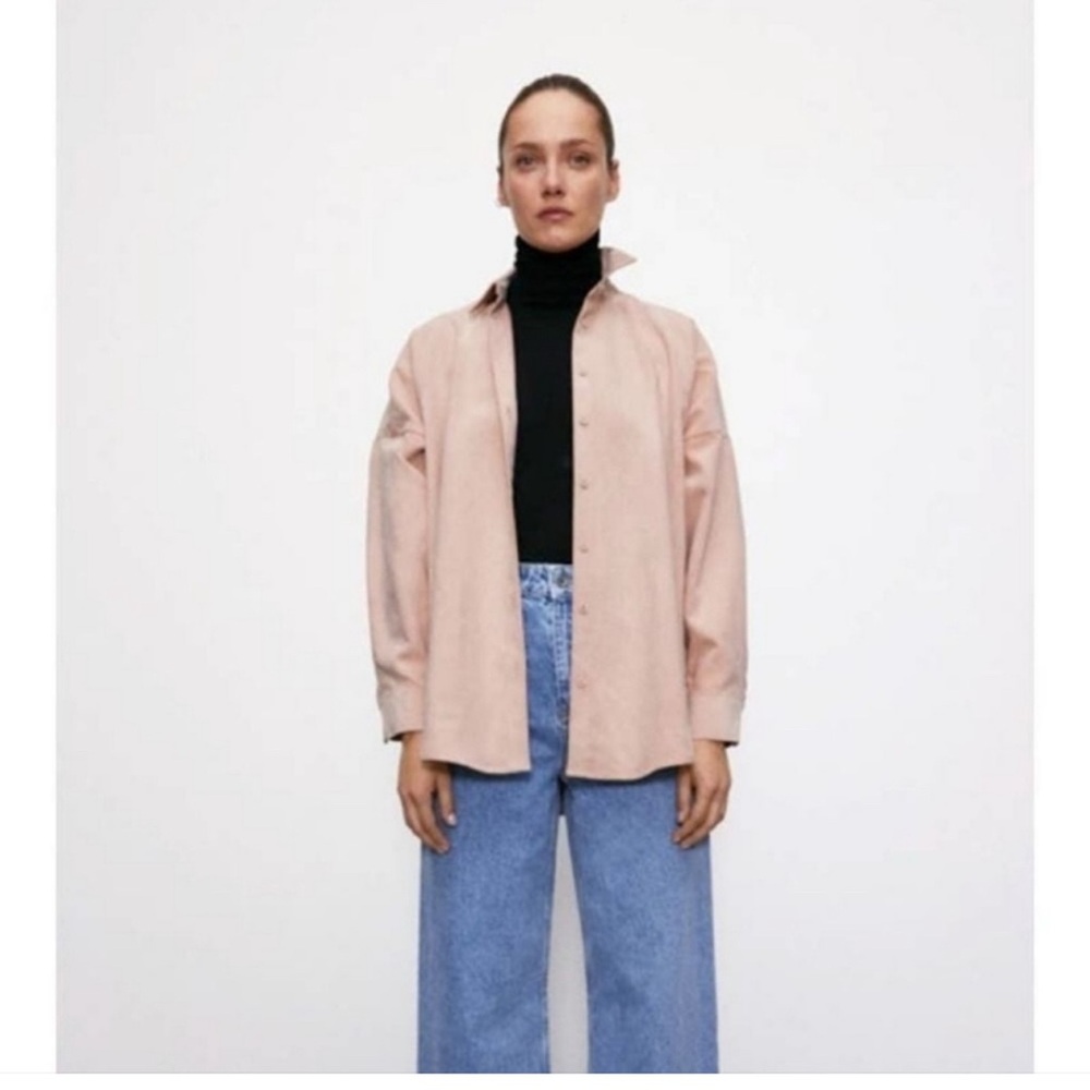 Women’s Zara pink corduroy oversized shirt/shacket size XS NWOT